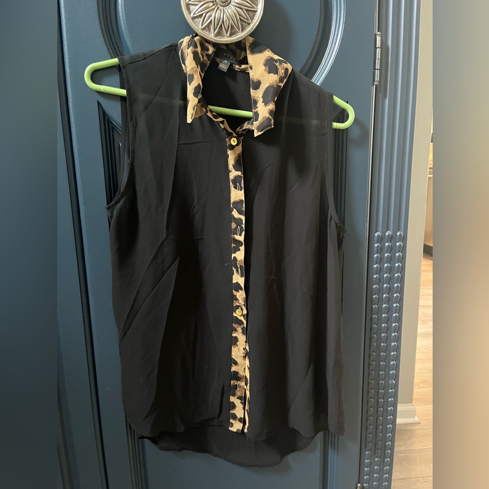 Black Tank with Cheetah Print from Edge